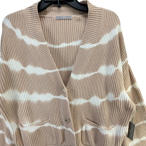 Tart Collections Cardigan Sweater Womens L Beige Tie Dye Button Cropped Slouchy - Picture 4 of 14